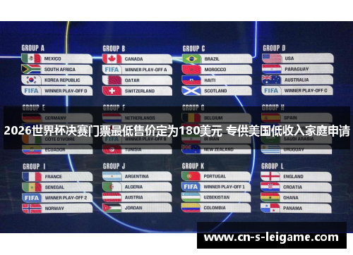 2026世界杯决赛门票最低售价定为180美元 专供美国低收入家庭申请 2026世界杯决赛门票最低售价定为180美元 专供美国低收入家庭申请